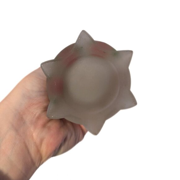 Vintage Frosted Glass Vase Hand Painted Flower Pattern Gold Edge Retro Decor - Picture 4 of 5